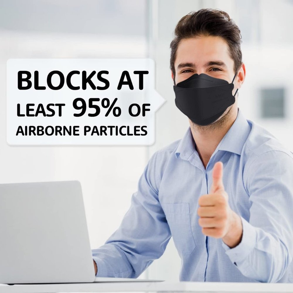 UNISEX 50Pcs Black Disposable Face Masks 4-Layer Safety Face Mask
